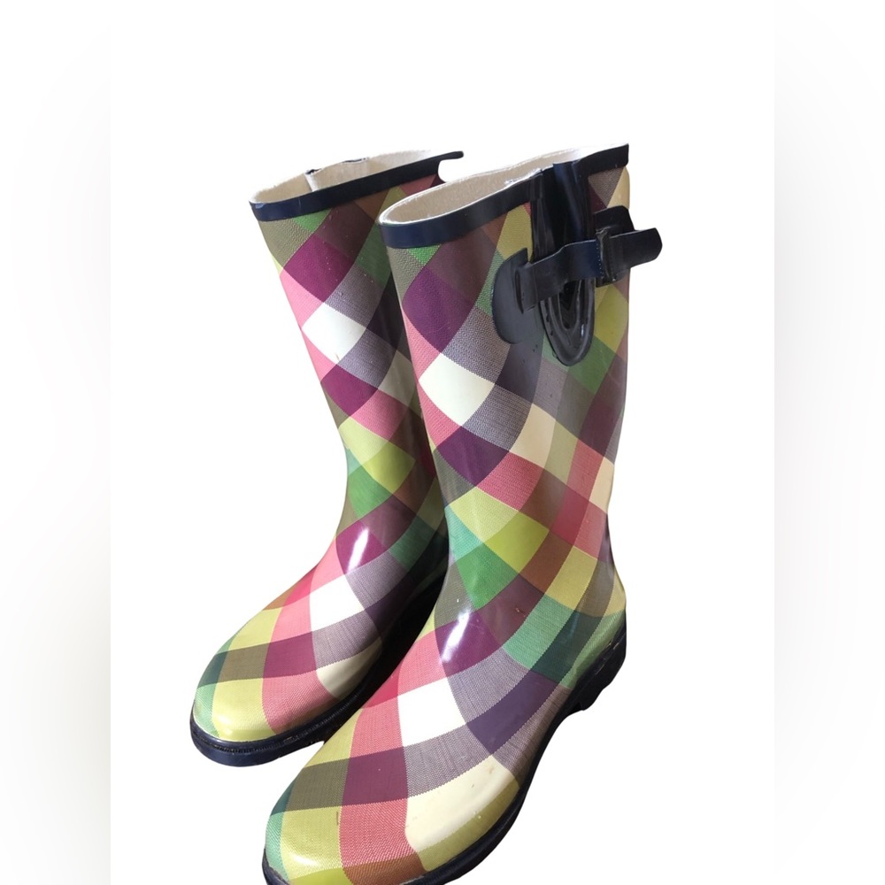 Plaid rubber boots